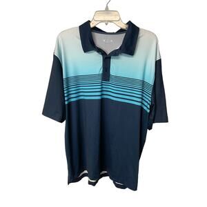 Falls Creek Performance short sleeve polo shirt blues striped men's size large